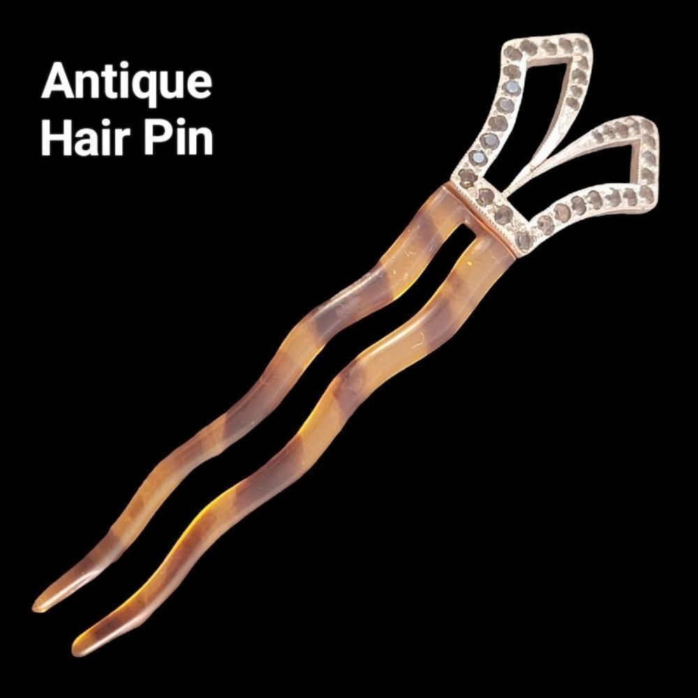 Antique 1920's Art Deco Fishson Silverite Hair Pin